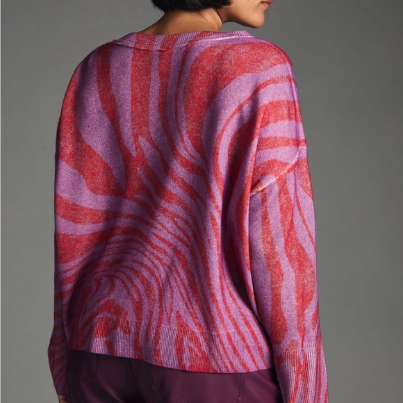 NWT Pilcro by Anthropologie 100% cashmere pink/purple zebra print sweater, 3X - Picture 8 of 12